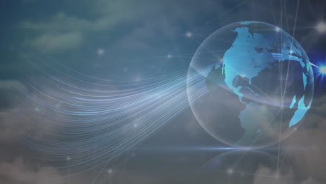 animación del globo con senderos de luz y red de conexiones