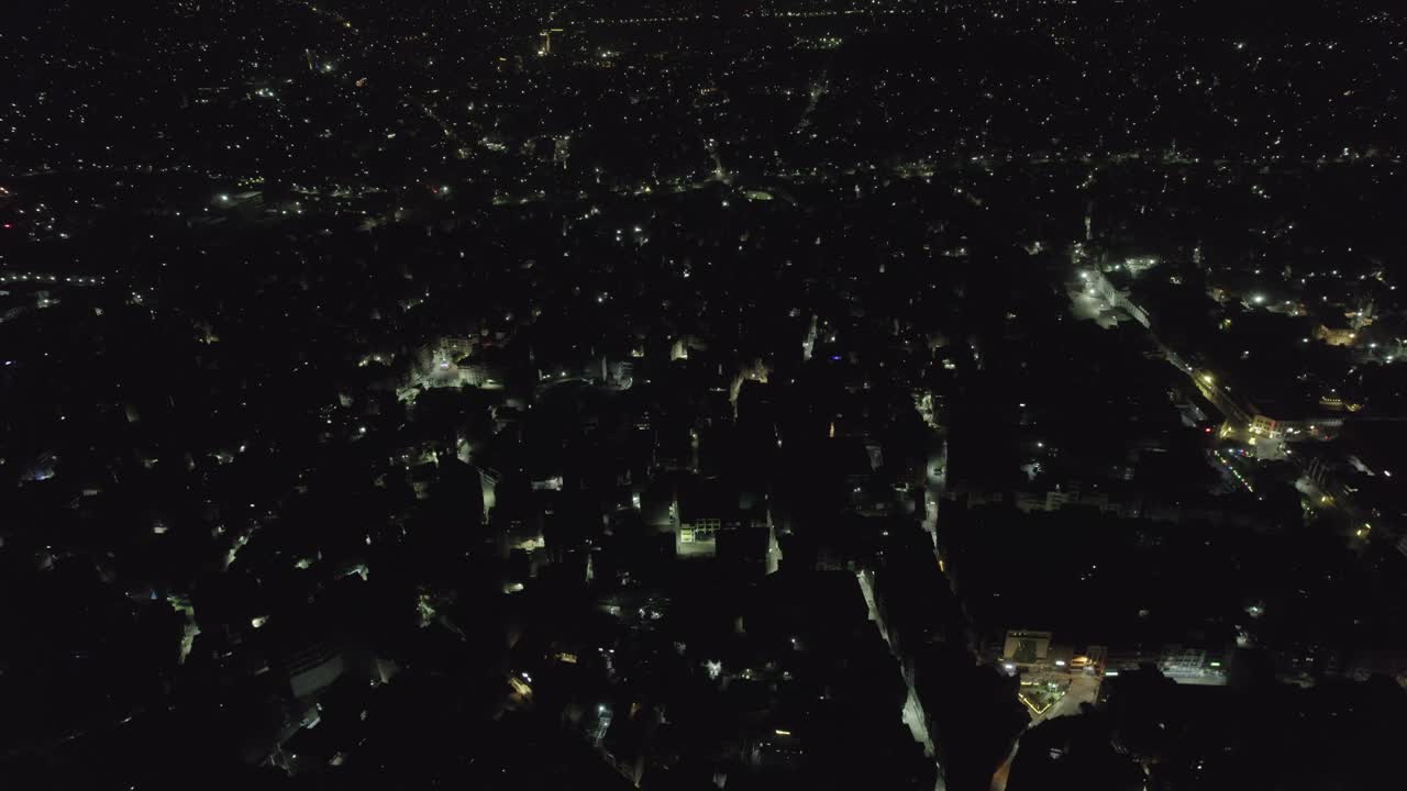 Vista nocturna de la ciudad de Katmandú, Nepal.