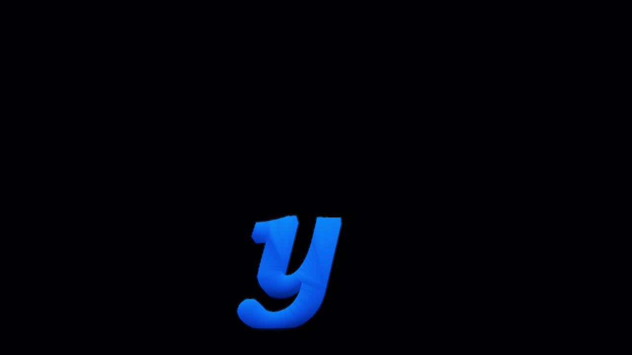 Blue Letter y Burning on Alpha Channel