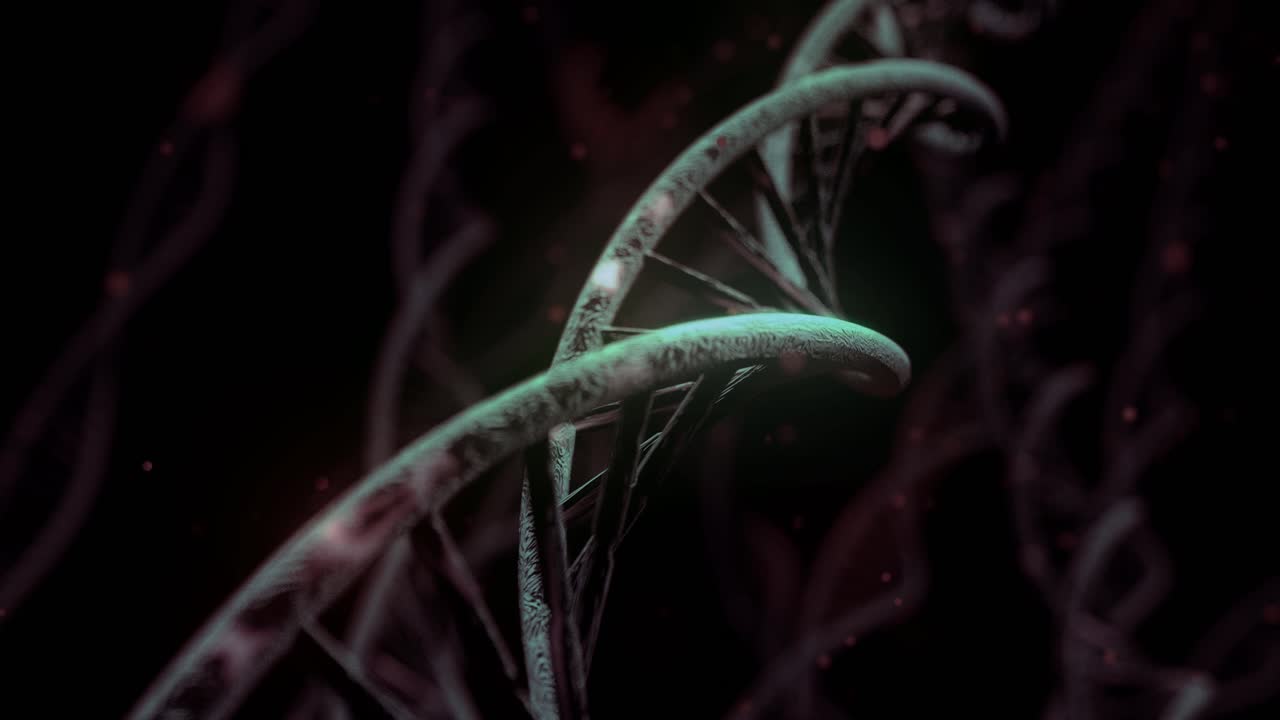 adn giratorio rna doble hélice ciencia lenta microscopio electrónico de primer plano dof 4k