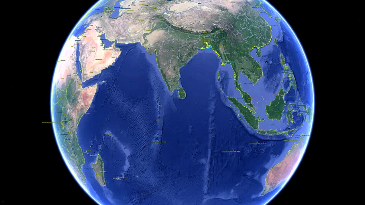 Malaysia with flag. 3d earth in space - zoom in Malaysia outer