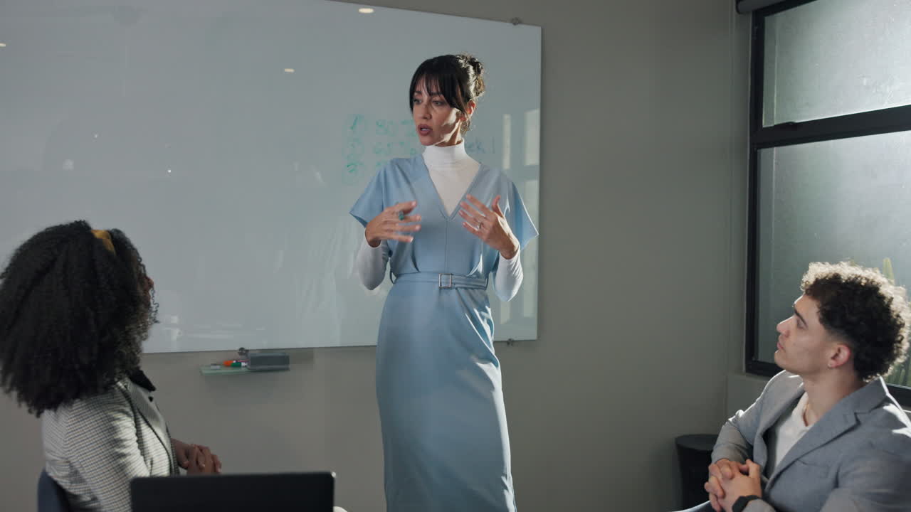 Business meeting and presentation in a modern office space