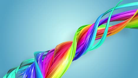 fantásticas y hermosas cintas de color arco iris retorcidas y dobladas, colorido fondo creativo con animación suave y suave de líneas y gradientes de color en 4k.