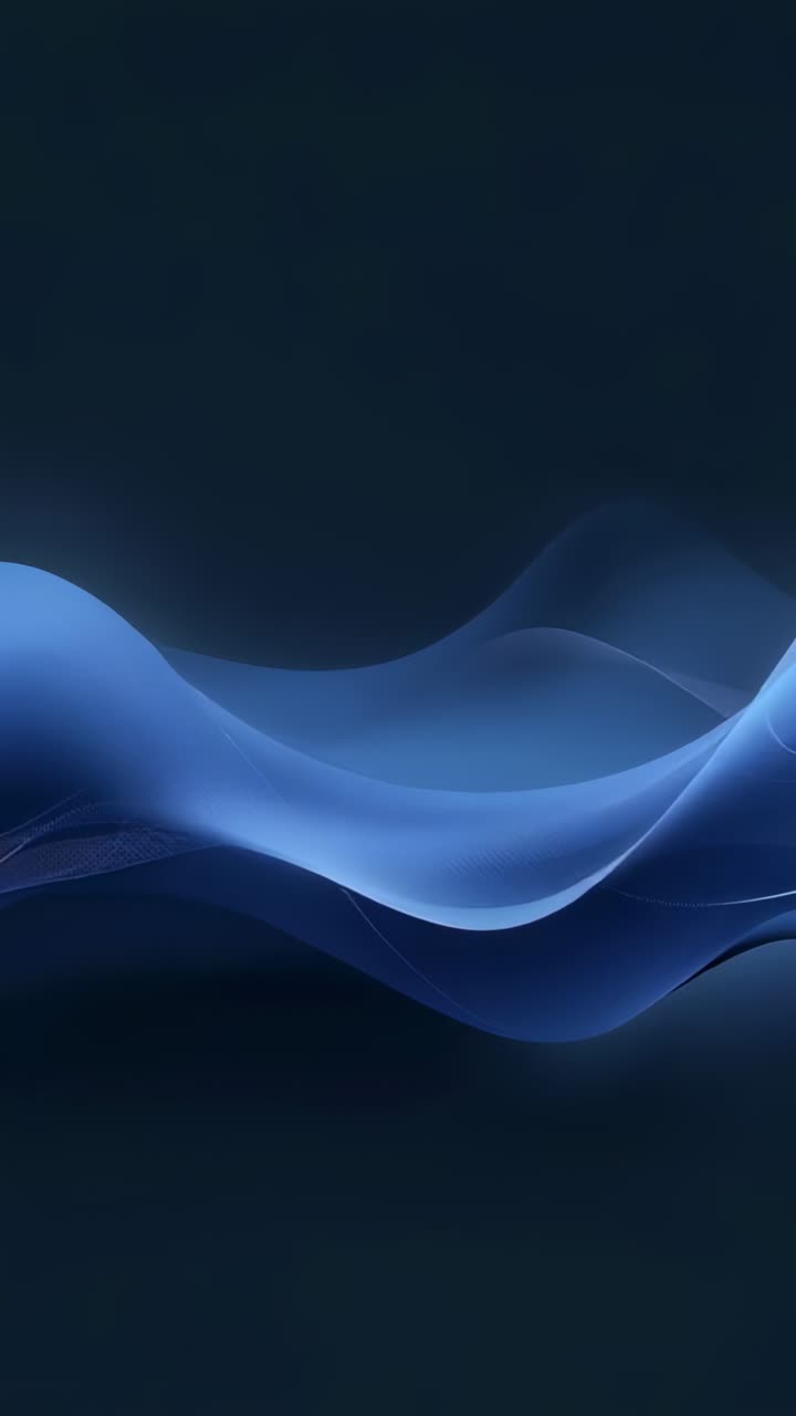 Vertical video: Loop starting blue ribbons drifting right reshaping on navy gradient as wallpaper