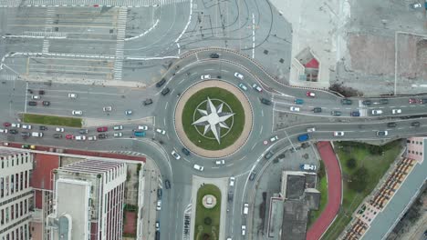 roundabout in the city of genoa, italy