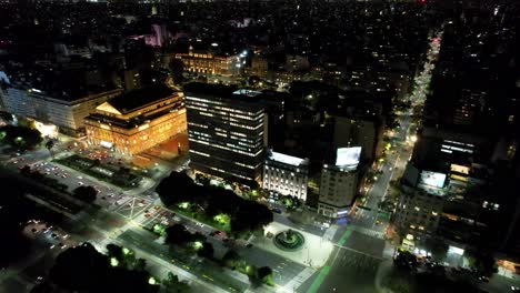 night downtown buenos aires argentina. night panning wide landscape of tourism landmark downtown district buenos aires. tourism landmark. outdoor downtown city. urban scenery of buenos aires city.