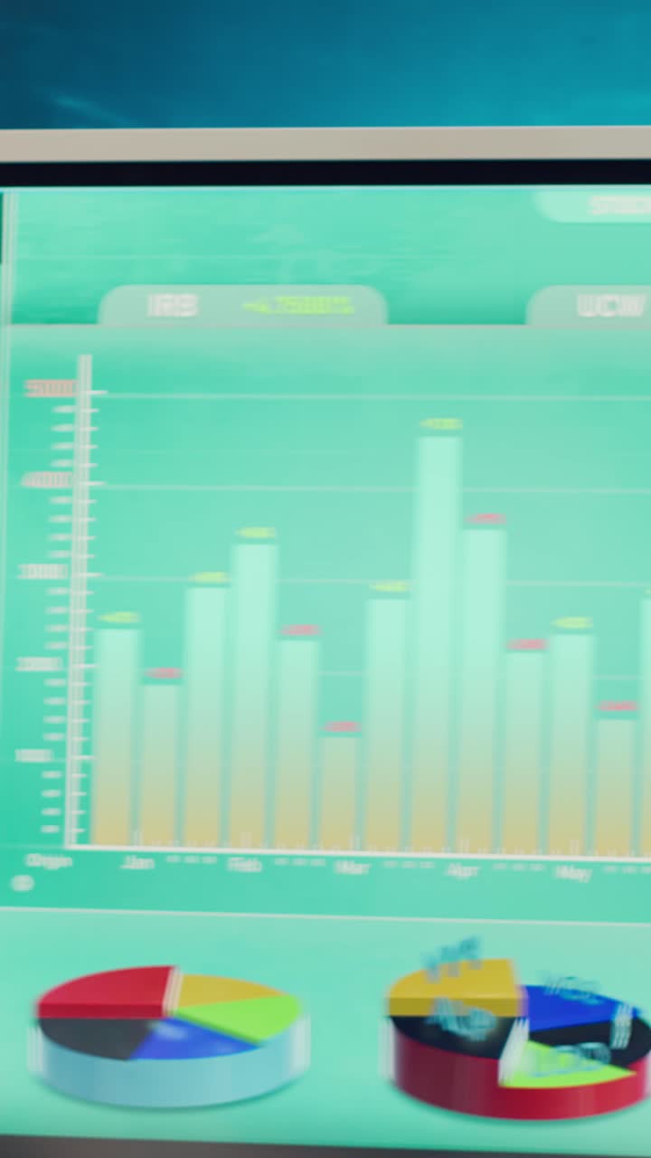 Businessmen Analyzing Stock Market Data on Interactive Digital Screen