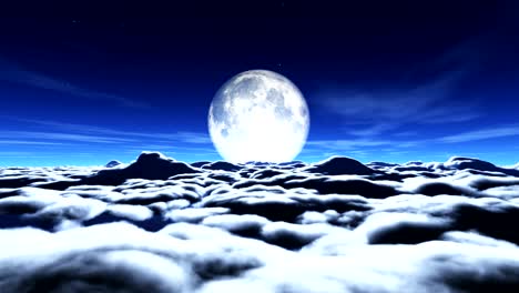 dream fly in clouds and moon 4k