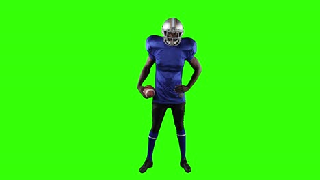 african american football player on green screen background.