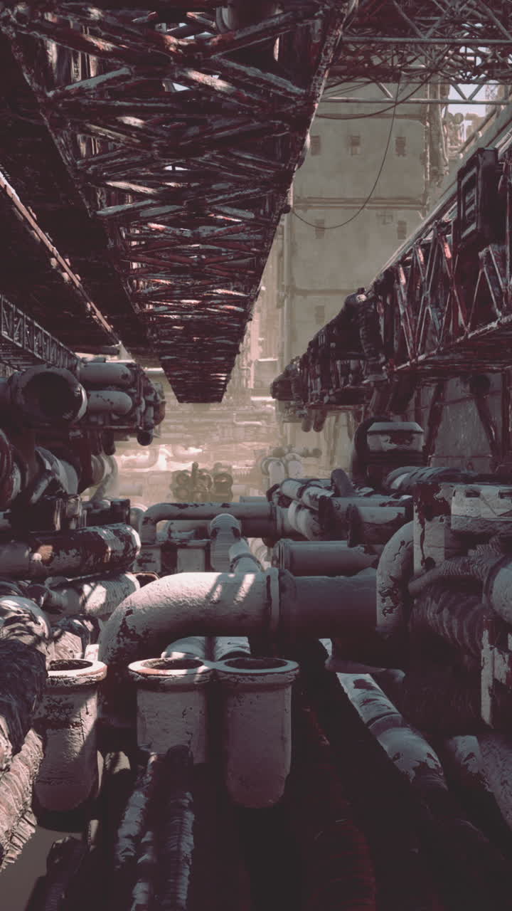 Rovine di Città Post-Apocalittica: Un Viaggio Attraverso Strutture Industriali in Decomposizione