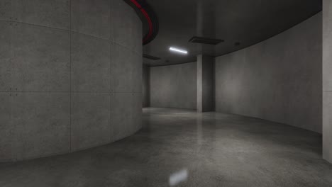 Motion Empty concrete tunnel.3D Background for corridor, interior design,architecture,technology,Parking,science,factory,industry,warehouse.Abstract 3D animation.Video 3d 4K loop.3d render.
