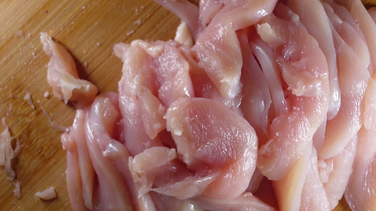 Sliced Raw Chicken Breast