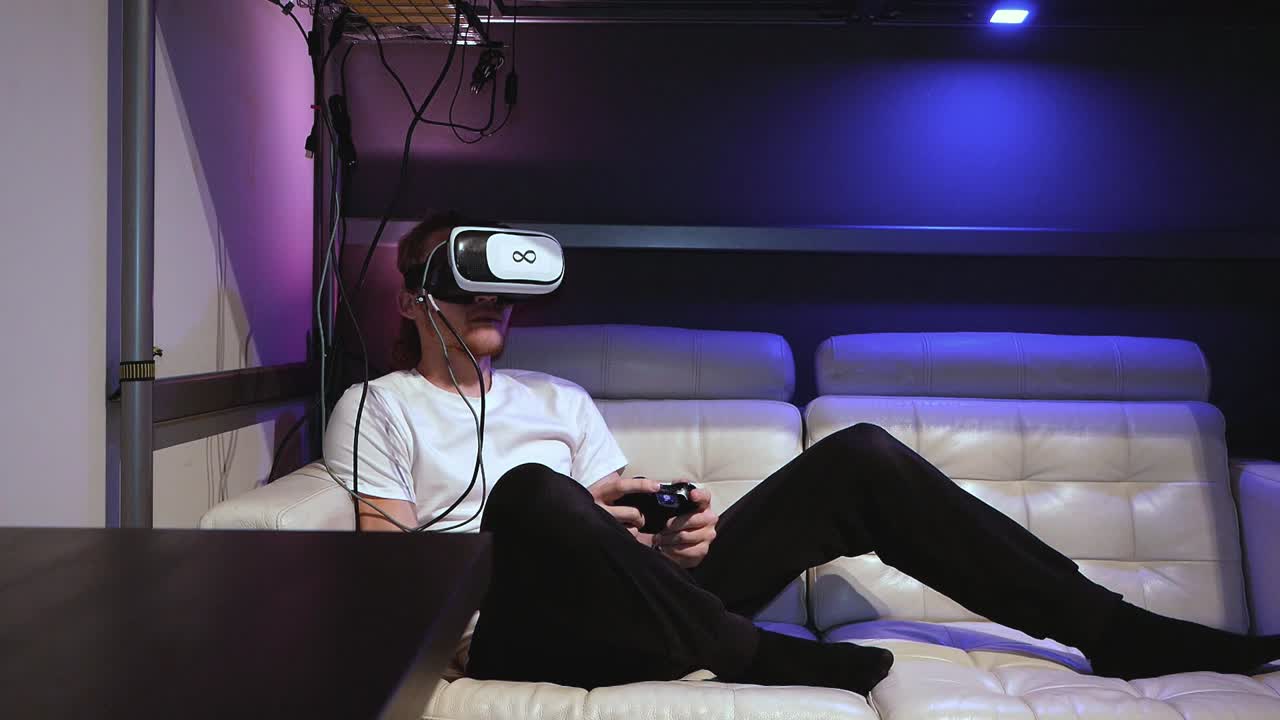 a gen z teen playing game in VR exploring virtual world of metaverse