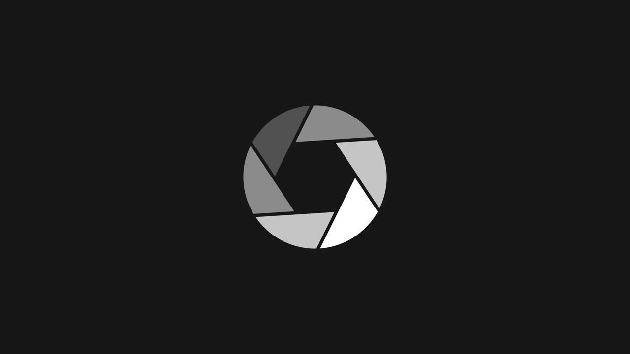 Diaframma della fotocamera animato che si apre e si chiude in loop