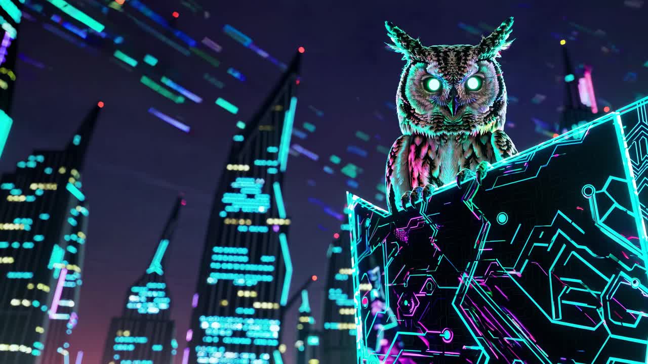 Owl in a Cyberpunk City