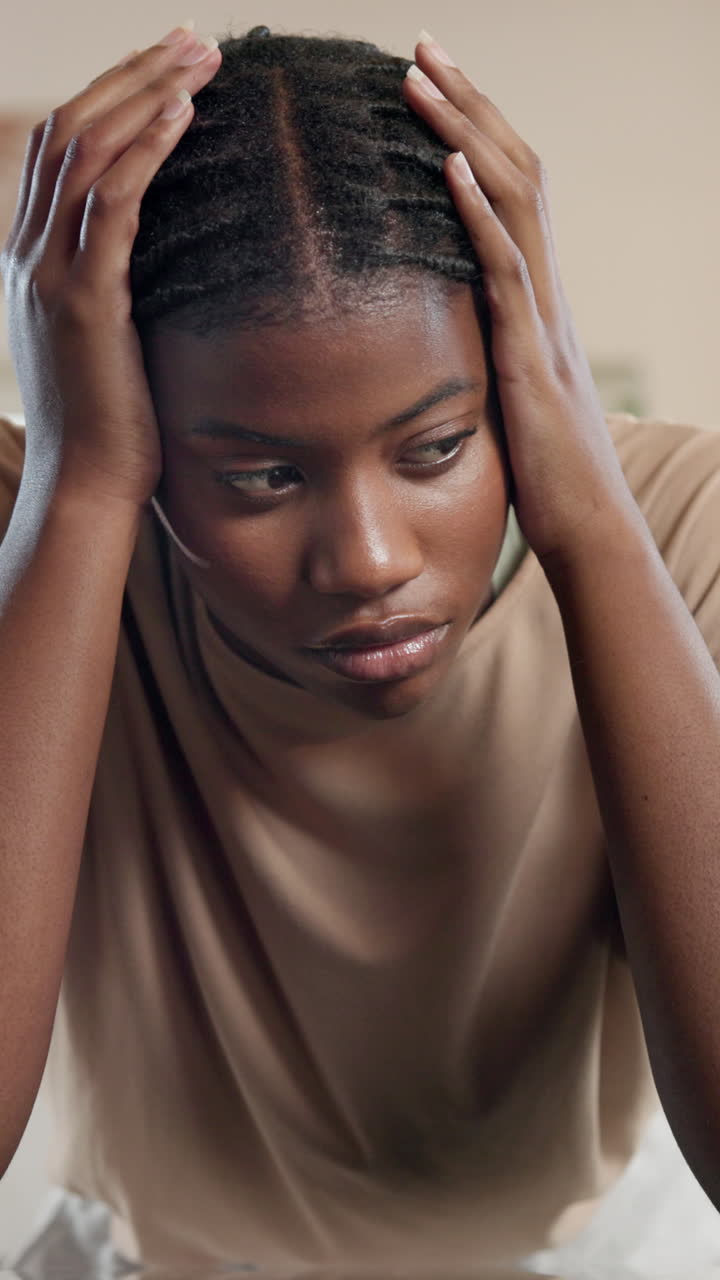 A stressed and worried woman