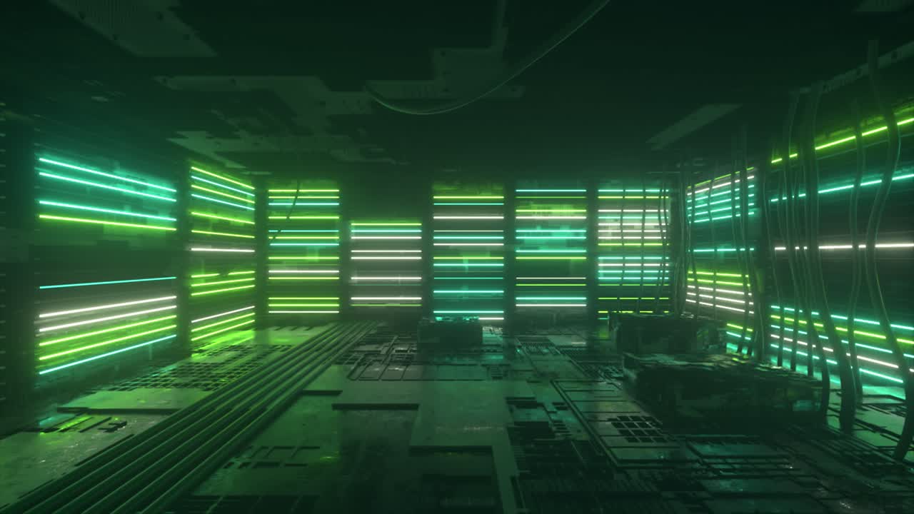 Futuristic Neon Corridor with Glowing Lines