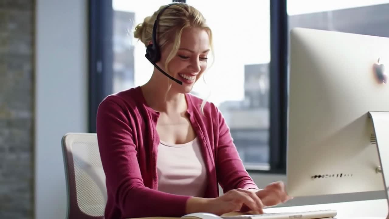 Rappresentante del Servizio Clienti cordiale che lavora in un ufficio moderno