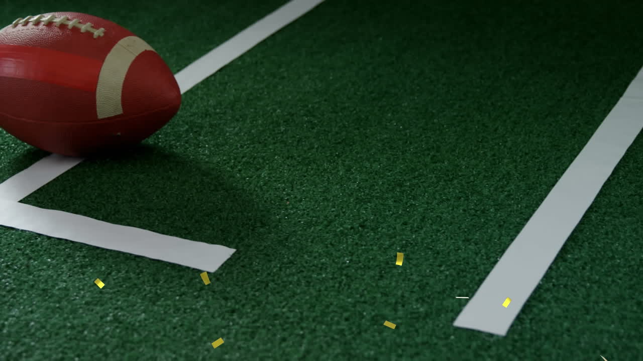 아메리칸  ⁇ 볼 공 위에 떨어지는 콘페티의 애니메이션