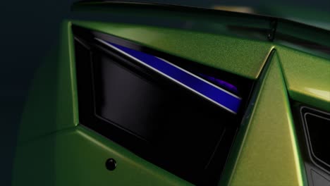 close-up of futuristic green sports car detail