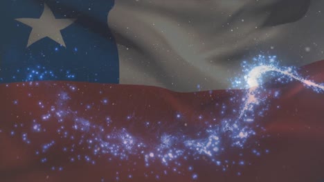 Animation-Der-Chilenischen-Flagge,-Die-über-Lichtflecken-Weht