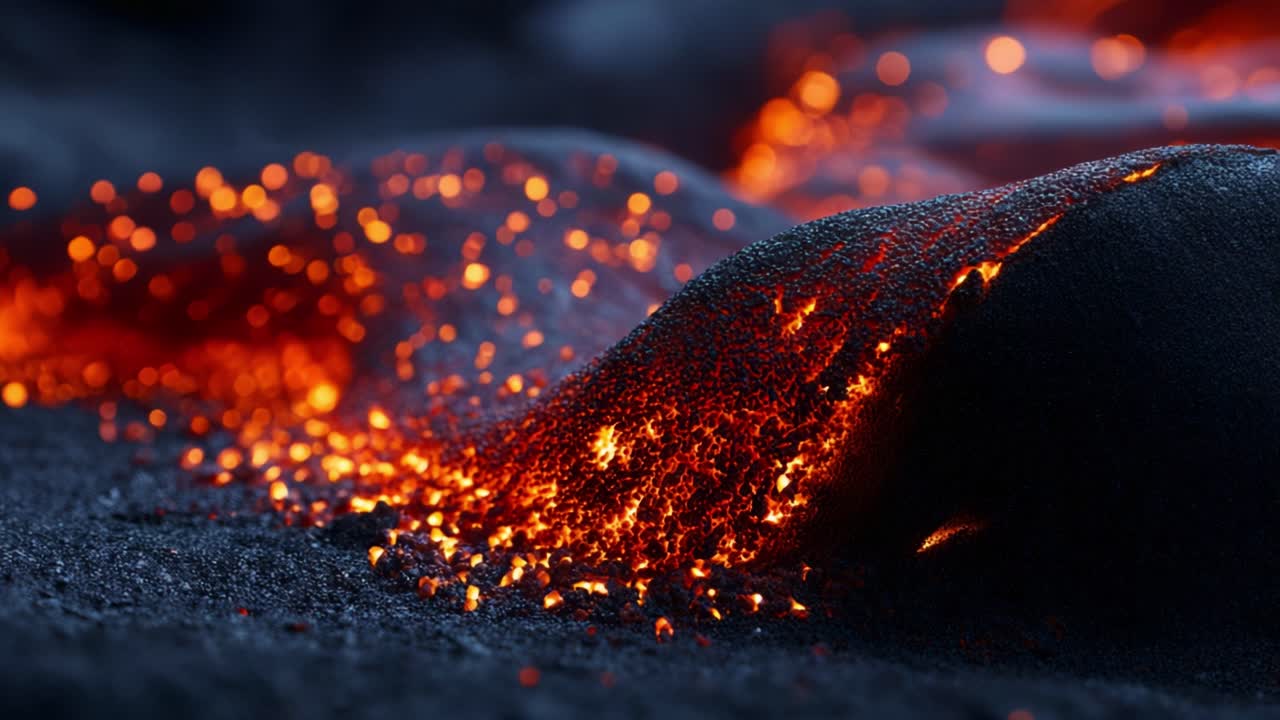 Captivating Lava Flow: A Brilliant Display of Molten Rock, Sparkling Embers, and Eruptive Energy Captured in Rich, Vivid Detail, Showcasing Nature's Fiery Power