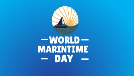 Animation-of-world-maritime-day-text-over-boat-and-sun-icon