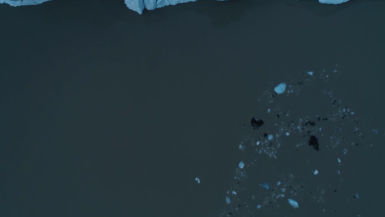 아이슬란드 fjallsárlón의 조감도 드론 영상