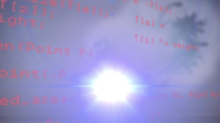 Animation af lyspletter over databehandling