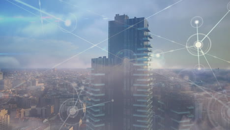 animación de redes de conexiones en el paisaje urbano