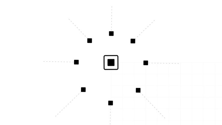 Abstract Geometric Animation of Rotating Squares and Connecting Lines