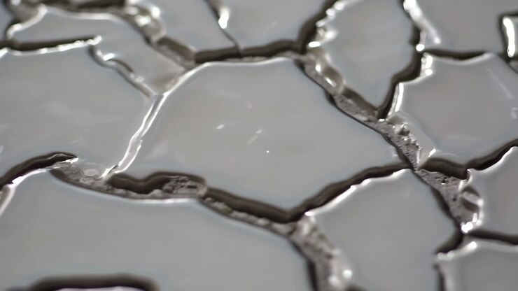 Close up of a gray tile mosaic pattern