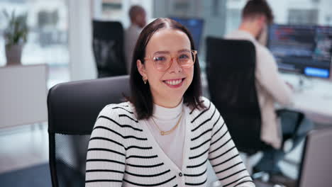 woman smiling in an office
