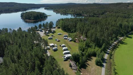 aerial view of the killefjorden camping in southern norway