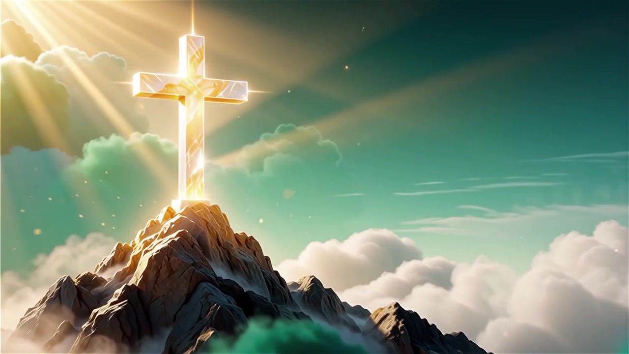 Christian Cross Heavenly Light Worship Background