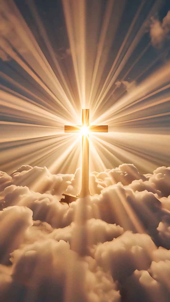 Sfondo per Adorazione 4K: Croce Cristiana e Luce Celeste
