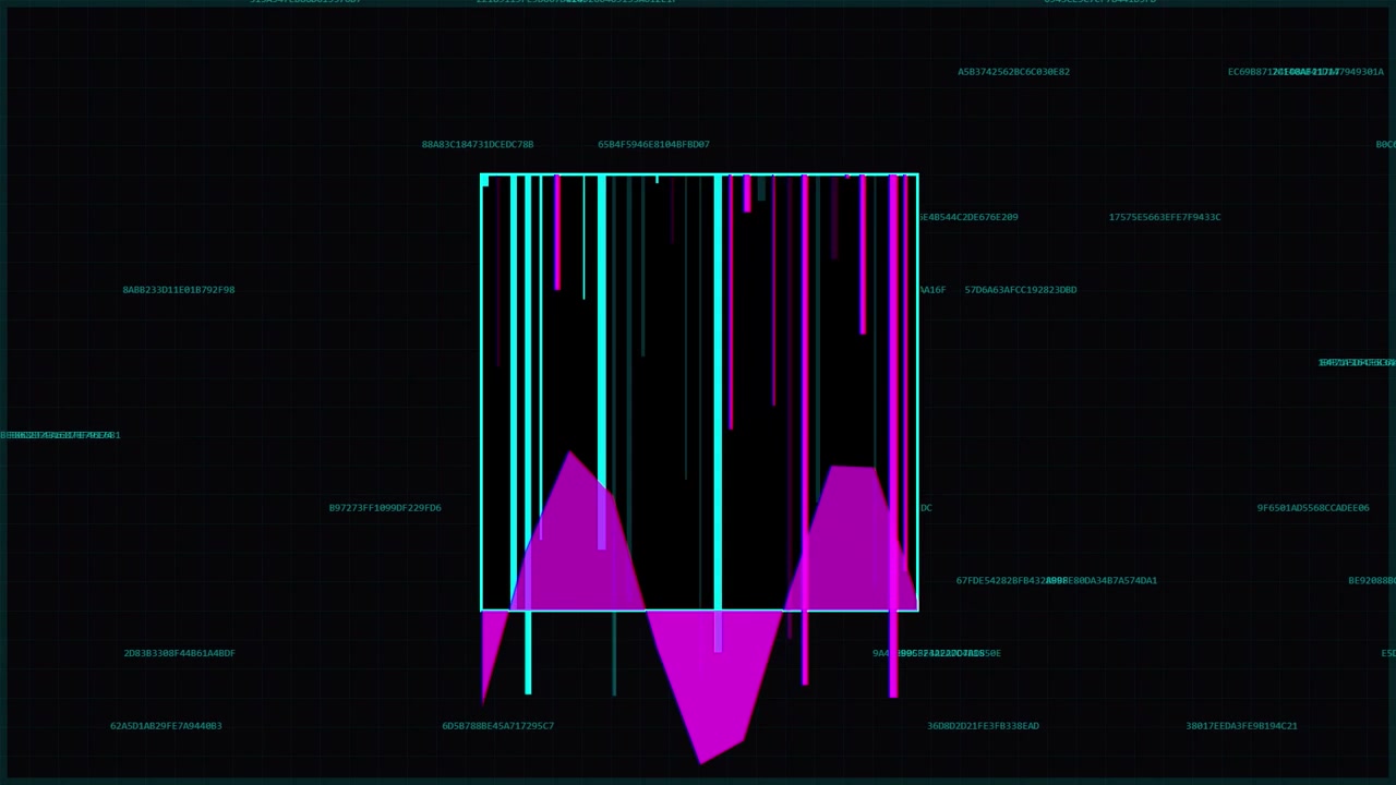 Visualização de Dados Digitais Abstrata com Barras em Movimento e Forma de Onda