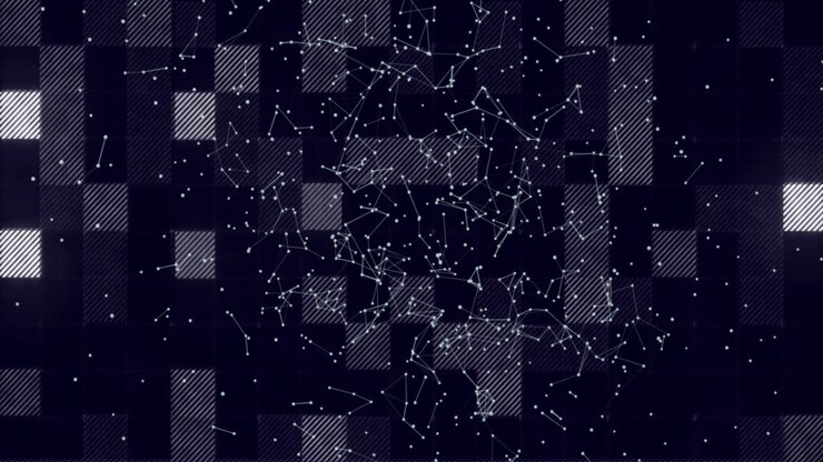 Animation of shapes moving over squares