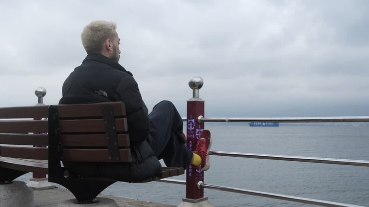 Sitting Bench Across Sea