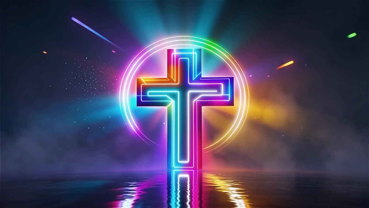Croce Cristiana Luce Celestiale Sfondo per il Culto.