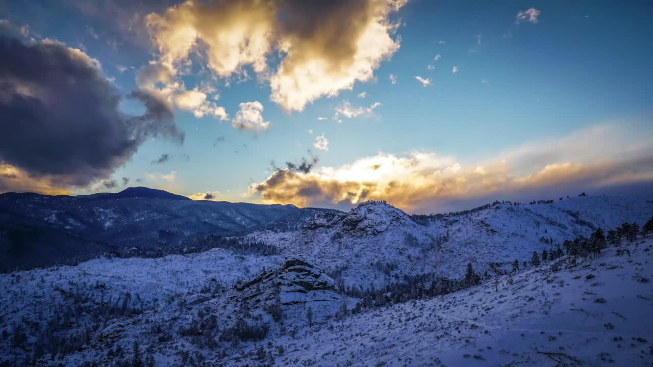Timelapse of Winter sunset in the Colorado Rocky Mountains.