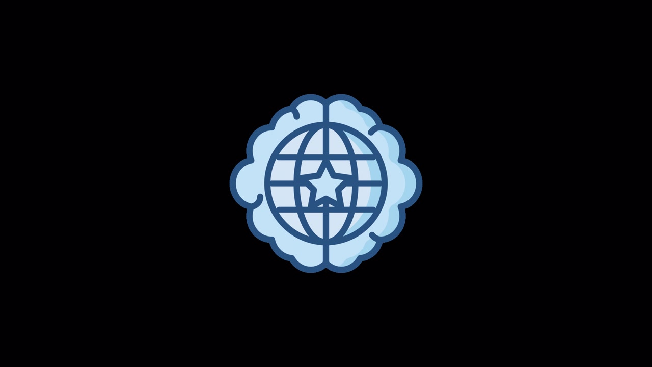 Animated Brain with Globe and Star Icon