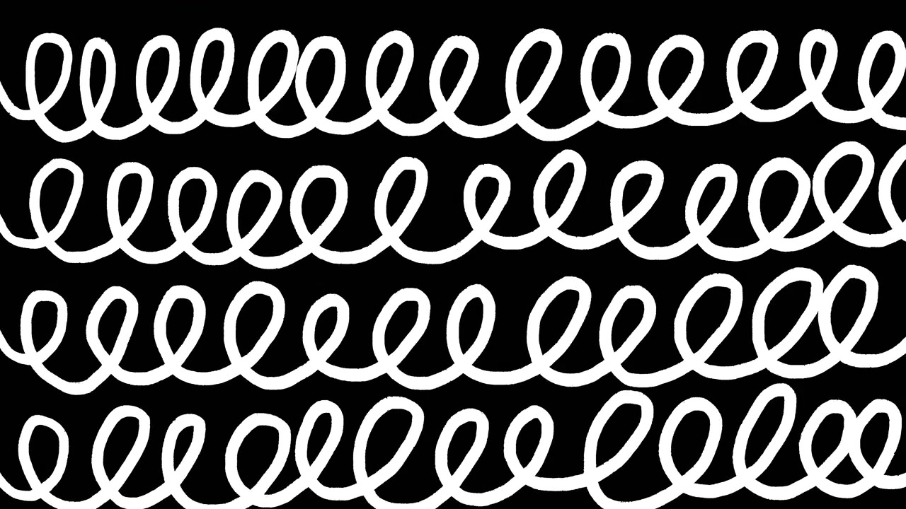 Animated Hand-Drawn White Wavy Lines Scrolling on Black Background