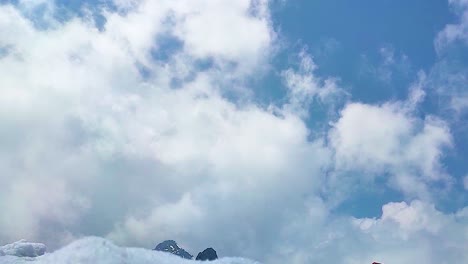 heavy cloud movements with himalayan mountain background at morning from flat angle video is taken at sela pass tawang india