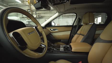 luxury suv interior - tan leather seats