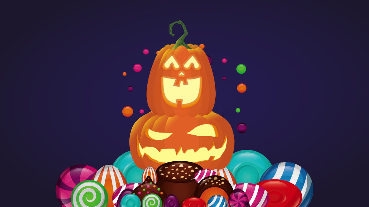 halloween sweet candies and pumpkin