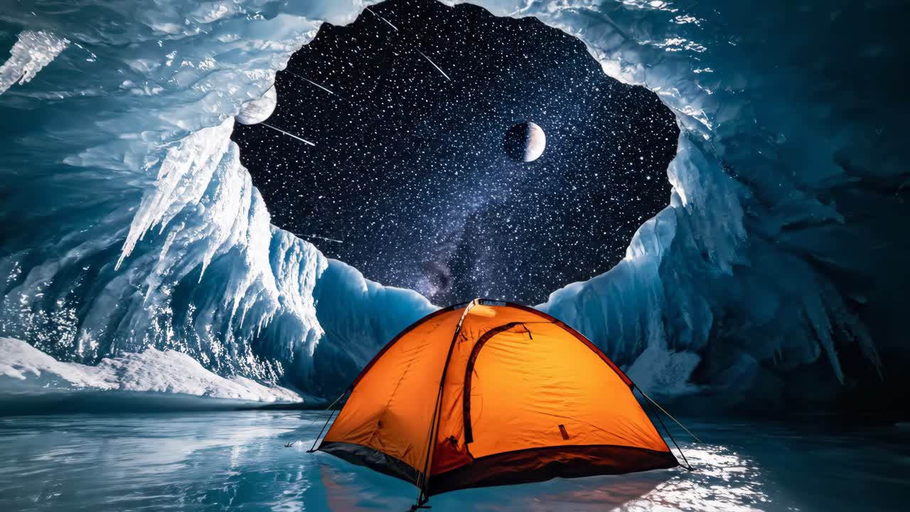 Camping Under the Stars in an Ice Cave