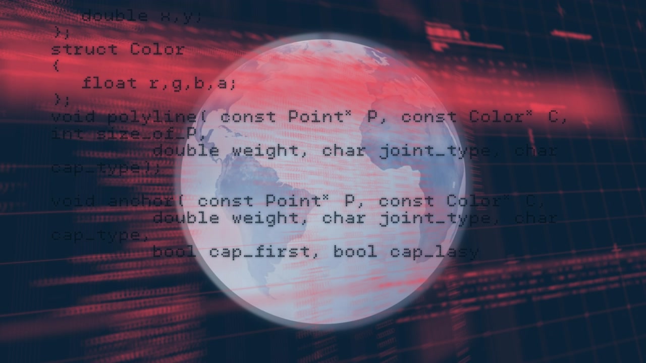 Animation of digital data processing over globe