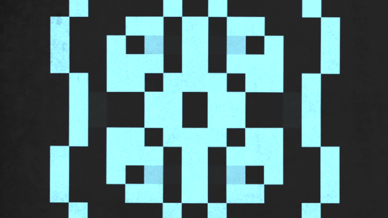 Blue pixelated pattern with square center
