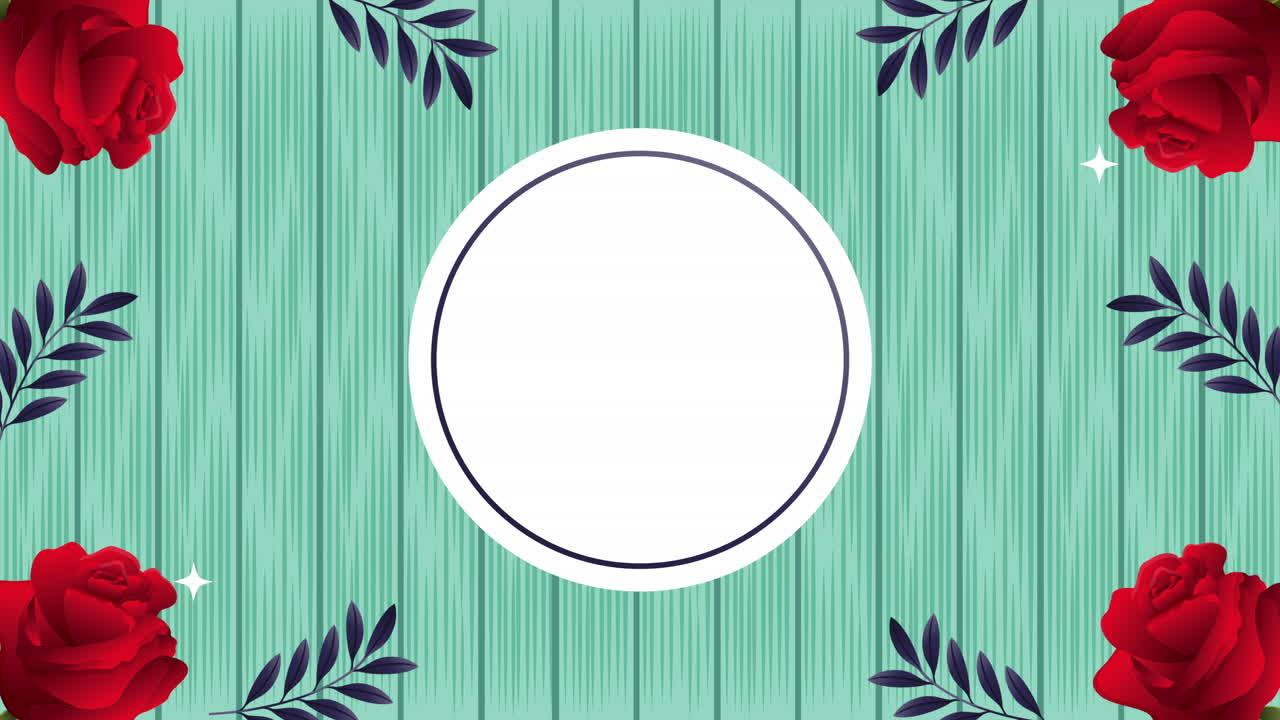 아름다운 은 장미 꽃 원형 프레임 애니메이션